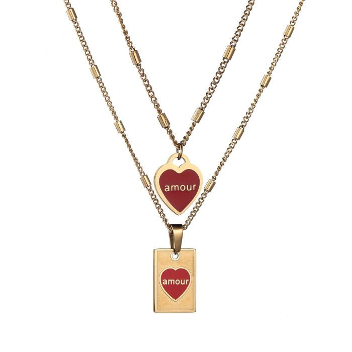 Amour Heart Ketting – Goud & Zilver